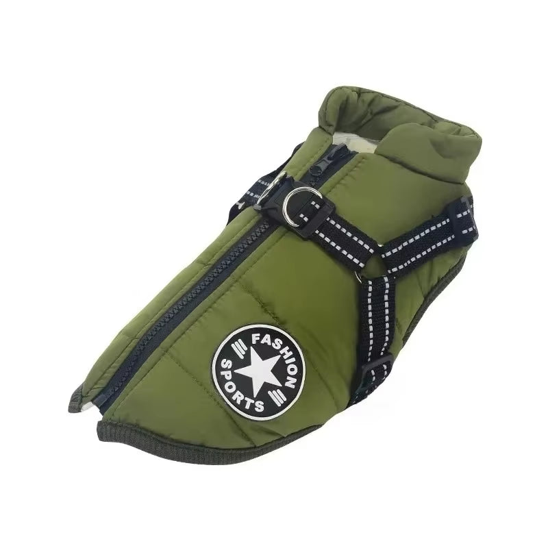 Waterproof Dog Coat with Built-In Harness